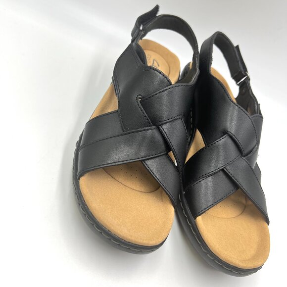 8.5N 8.5 NARROW WIDTH Clarks Womens Black Comfort Sandals Shoes. - Picture 4 of 14